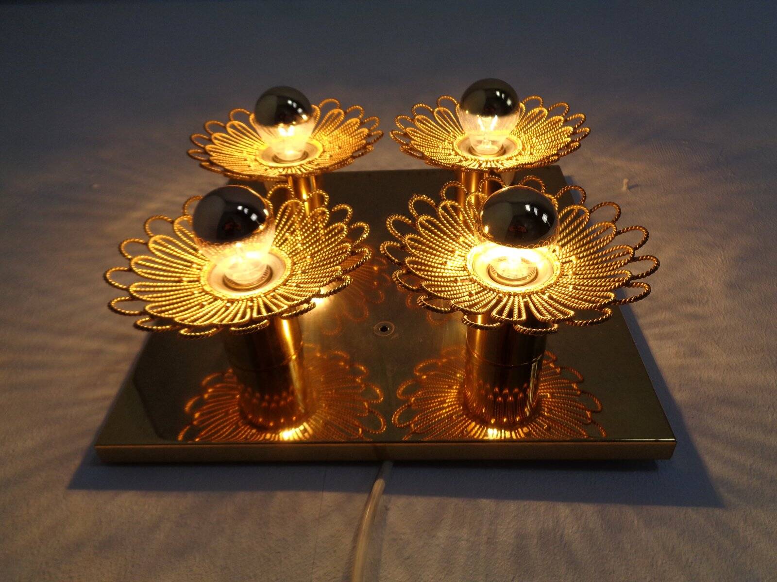 Space Age JBS Brass Sconce by Joseph Brumberg, 1960s