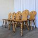 Set of 8 Vintage Tyrolean Heart Cutout Wooden Dining Chairs, Rustic Farmhou