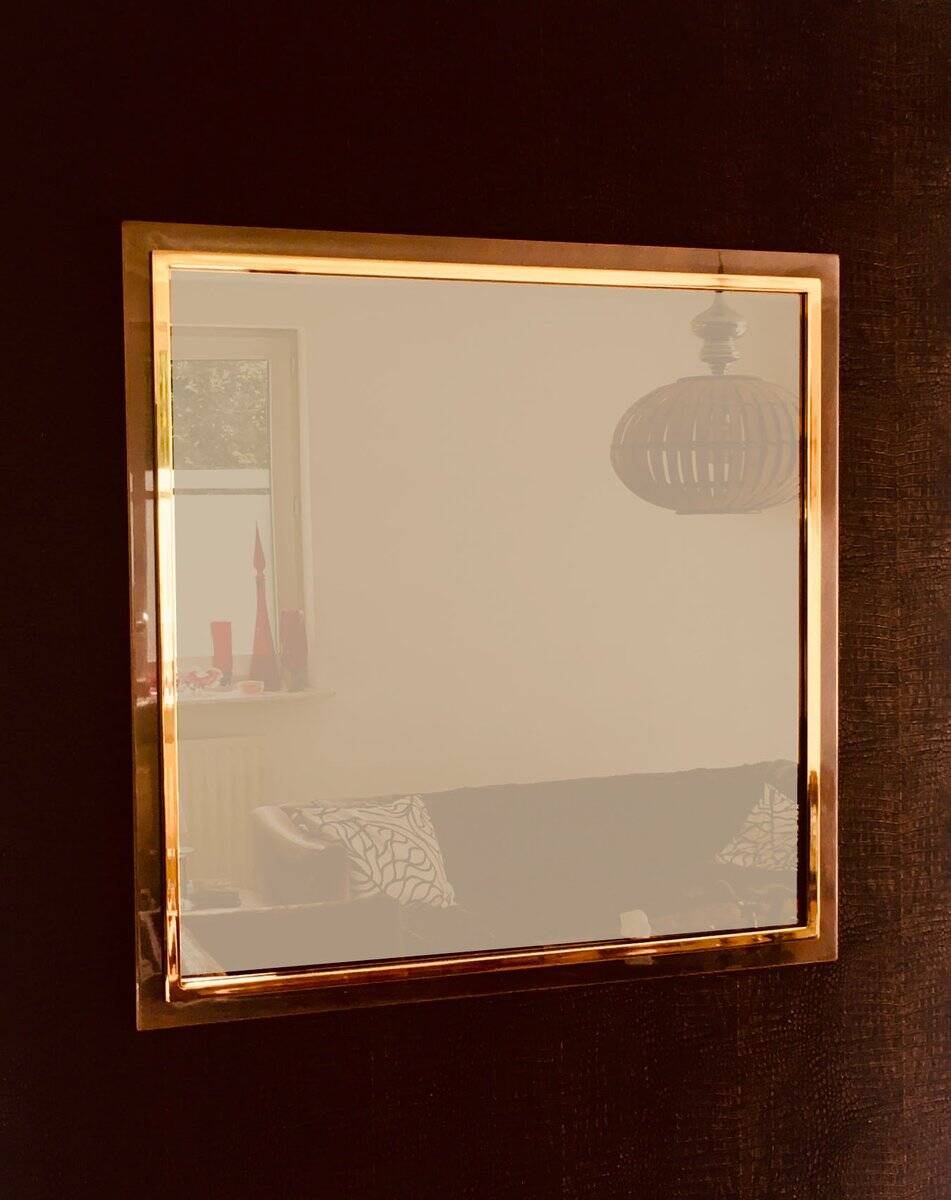 Postmodern Square Bronze Mirror from Belgo Chrom, Belgium, 1980s