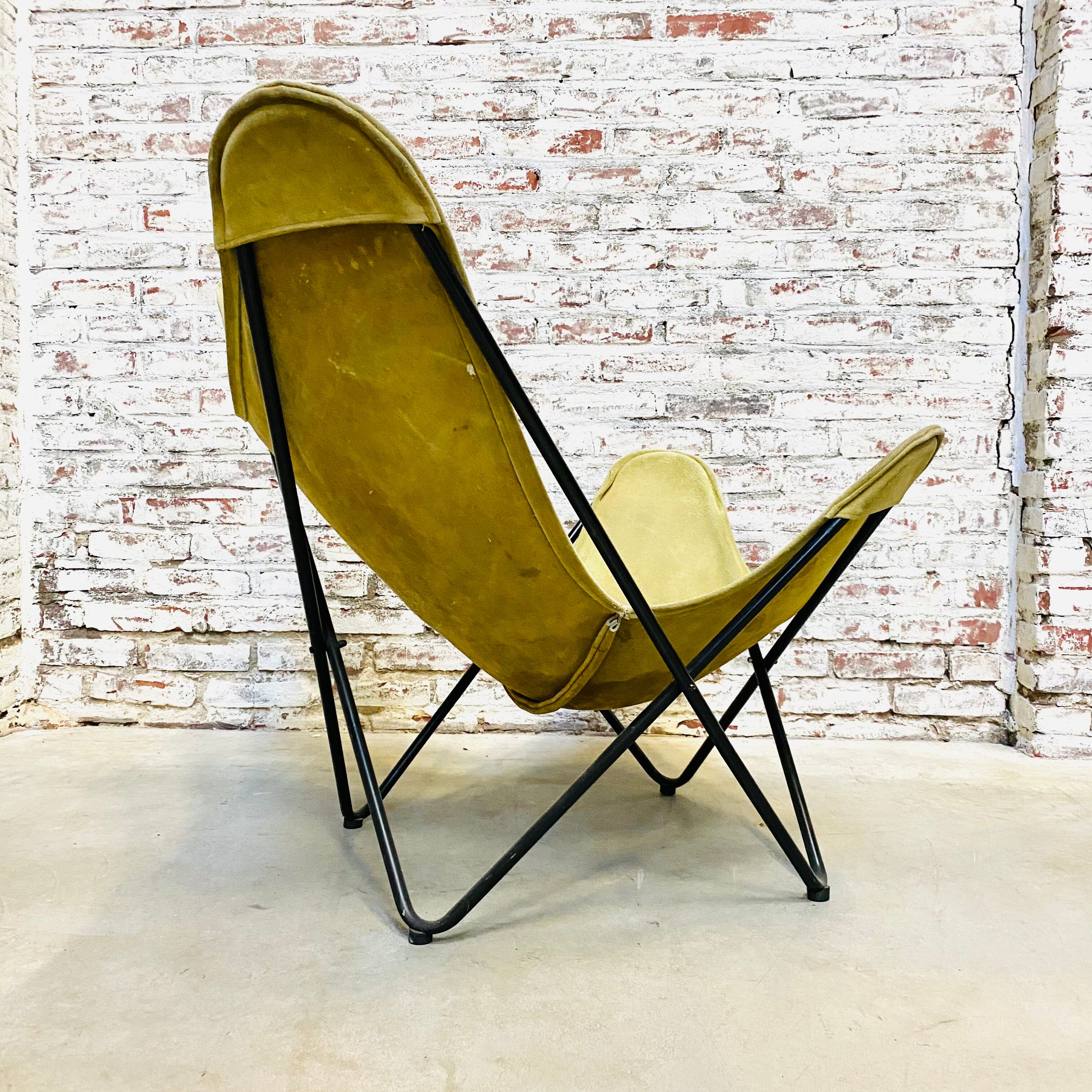 Vintage Butterfly Chair in Green Suede Leather, 1970s