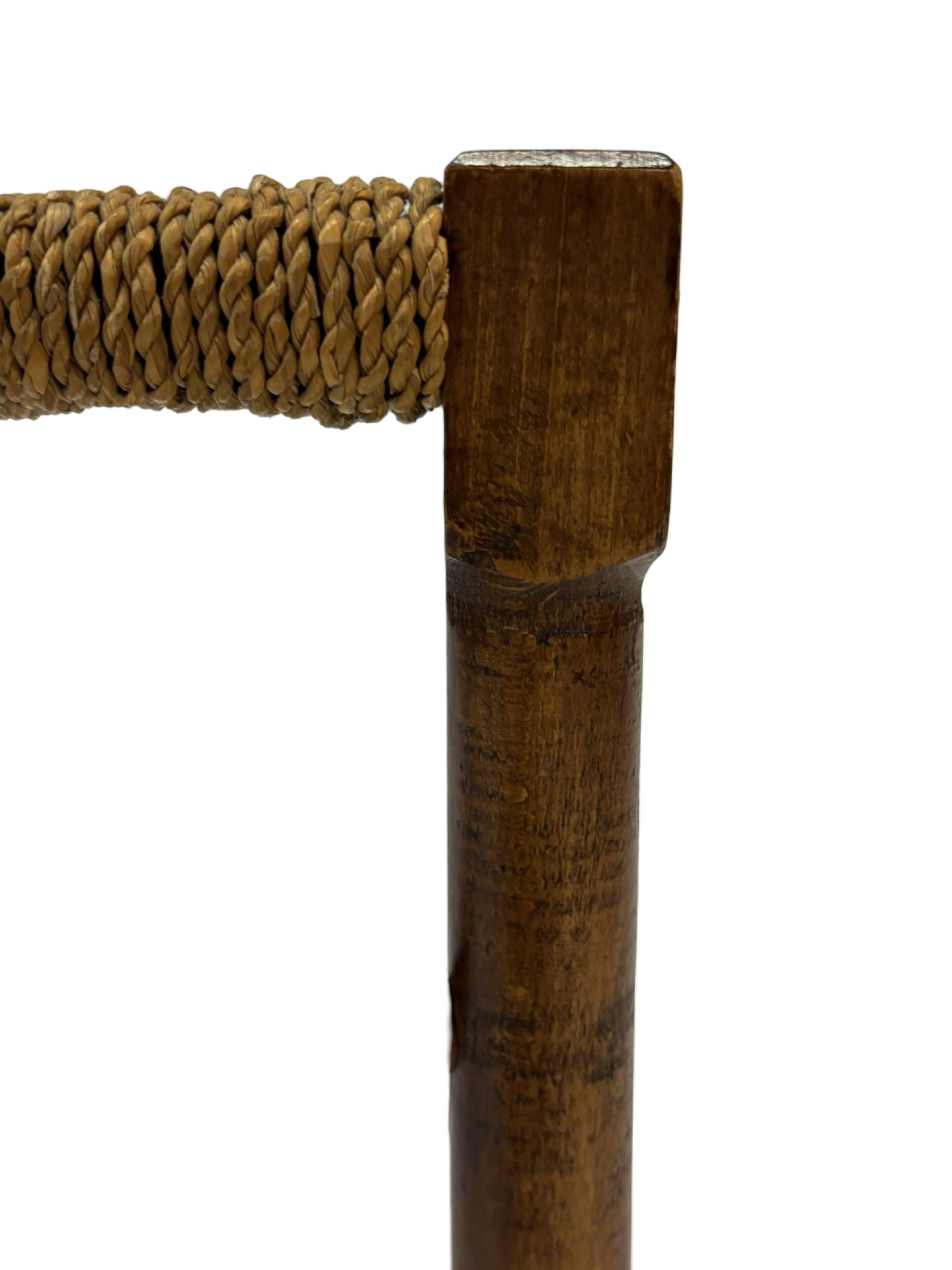 Vintage Wooden Stool With Rope Seat 60s Minimalist