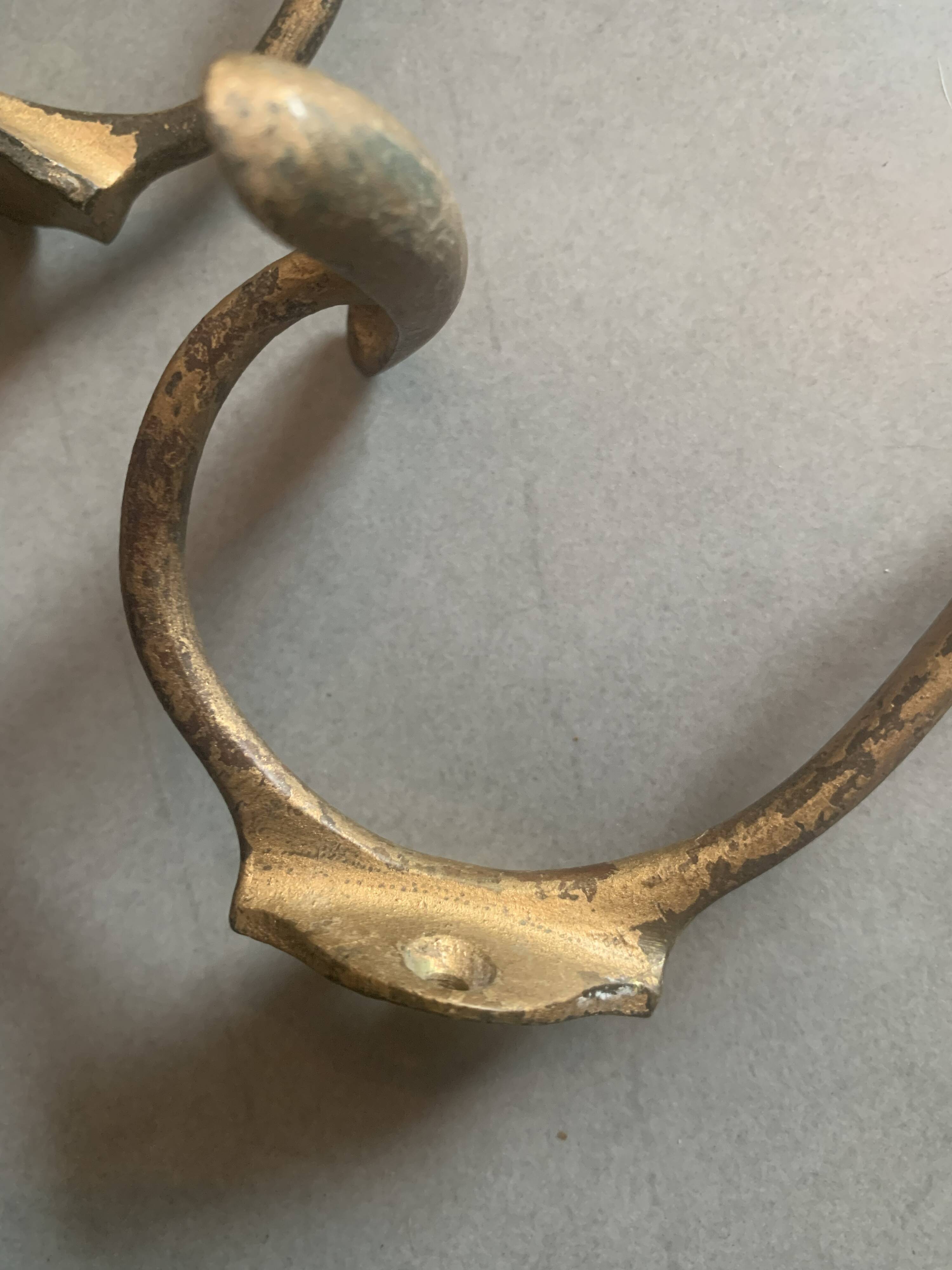 Paire de patères porte manteaux en laiton