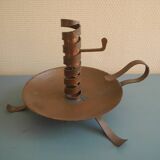 old pig tail rat cave copper candle holder