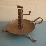 ancien bougeoir queue cochon rat cave cuivre old candle holder candlestick