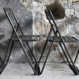 Set of 4 folding military chairs stamped Verhaeghe