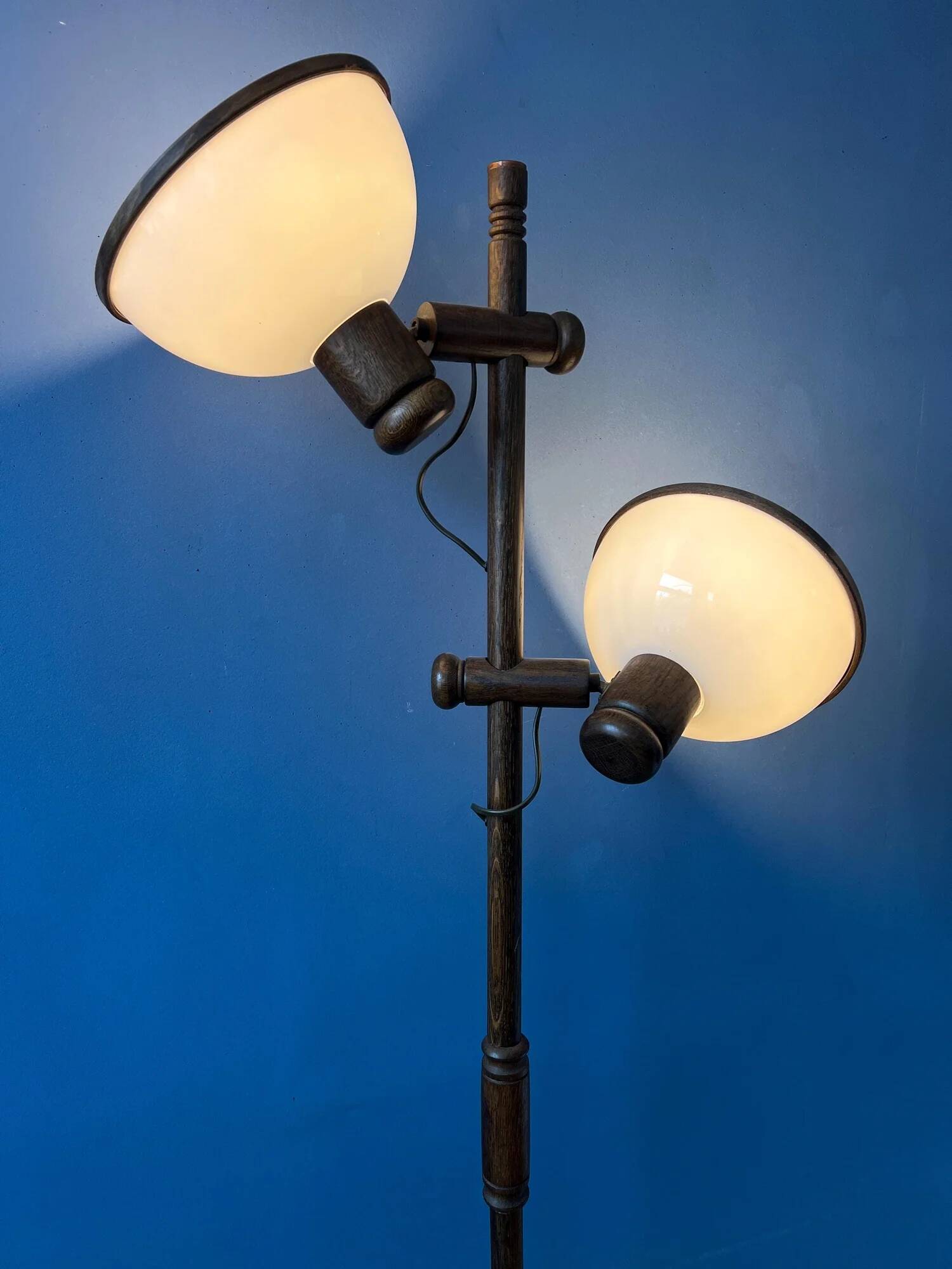 Vintage Steinhauer wooden mushroom floor lamp