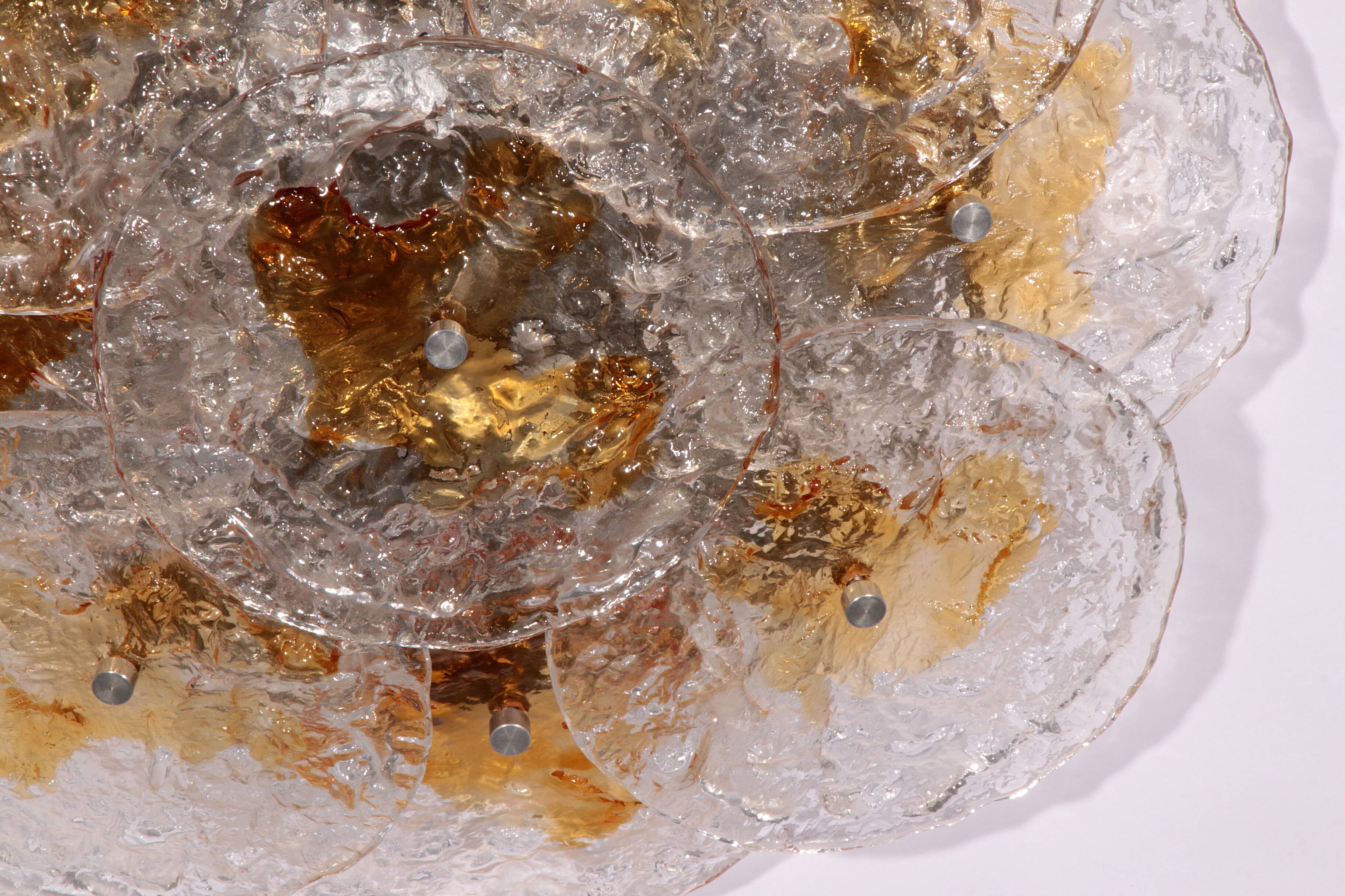 Large Flush Mount Murano Glass , Italy, 1970s