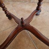 Marquetry wooden dining table with its 6 chairs.