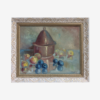 The Copper Tin - Vintage mid Century Swedish Oil painting