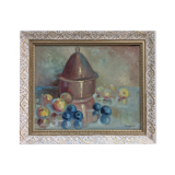 Huile sur toile suédoise vintage du milieu du siècle
