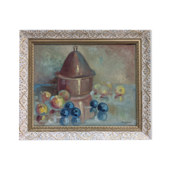 The Copper Tin - Vintage mid Century Swedish Oil painting