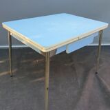 Table Formica MDJ 1960 Blue and Chrome