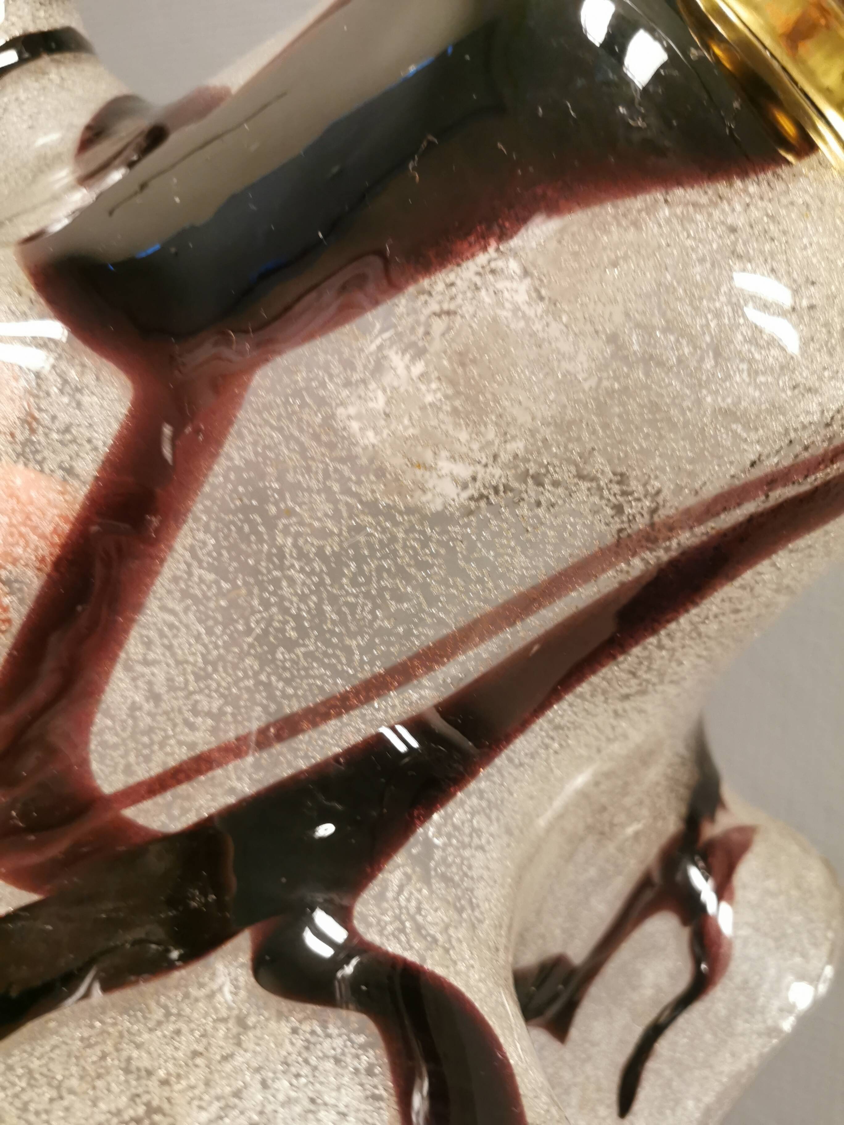 Huge Swedish glass hanging lamp, from Örrefors glassworks with brass top.