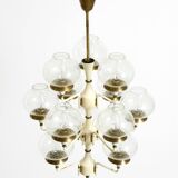 Large 1960s brass and glass tulip ceiling lamp by Hans Agne Jakobsson