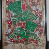 Painting on paper of Amate birds and flowers