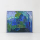 ‘Conversation in the rain’ Abstract Oil on Canvas Large Painting 1990s