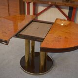Designer table in elm burl veneer by Ramaioli Pesaro 1970s