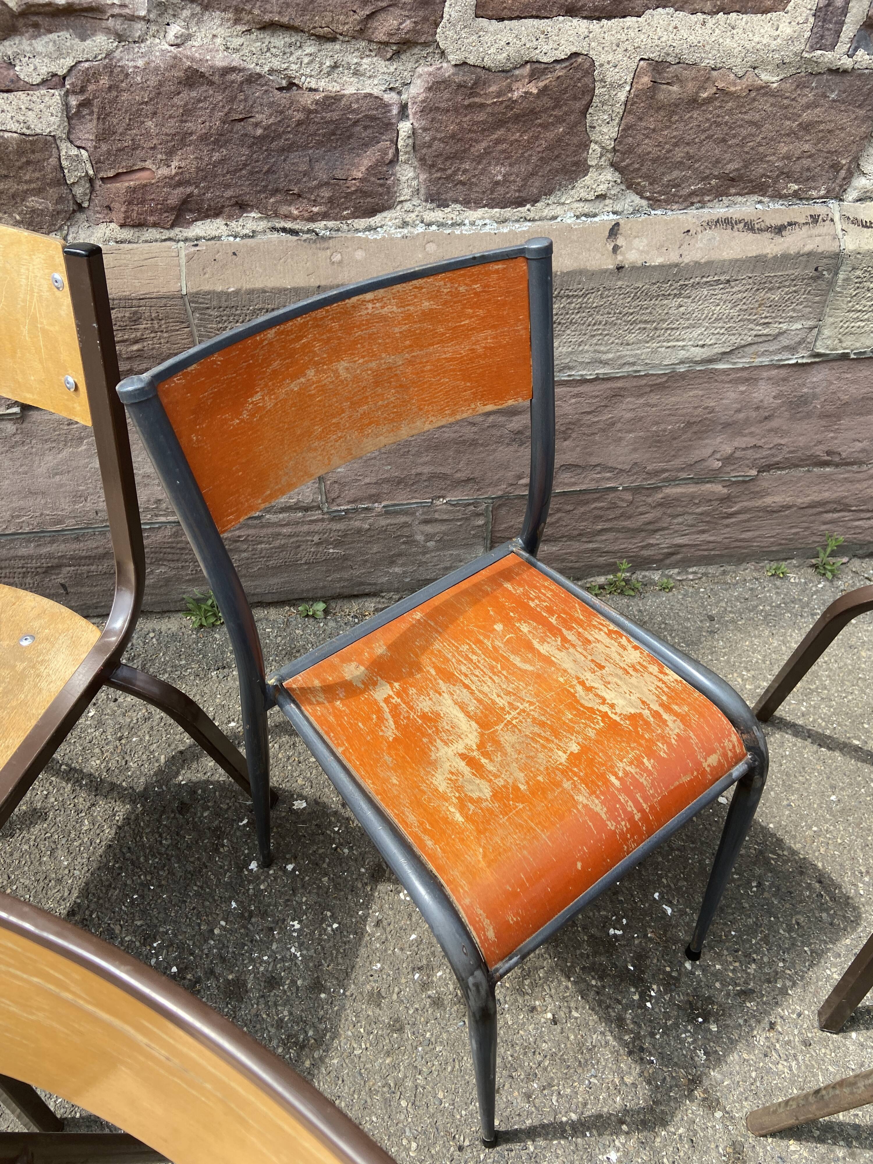 Set of 10 mismatched industrial chairs vintage mullca