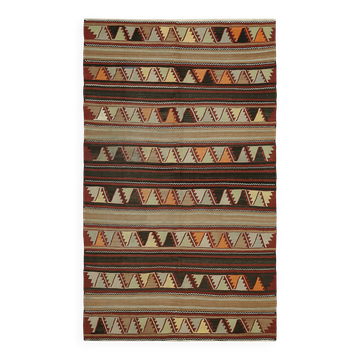 Turkish Handmade Vintage Anatolian Kilim 148 cm x 233 cm
