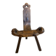 Brutalist tripod chair n1, carved solid wood, antique.