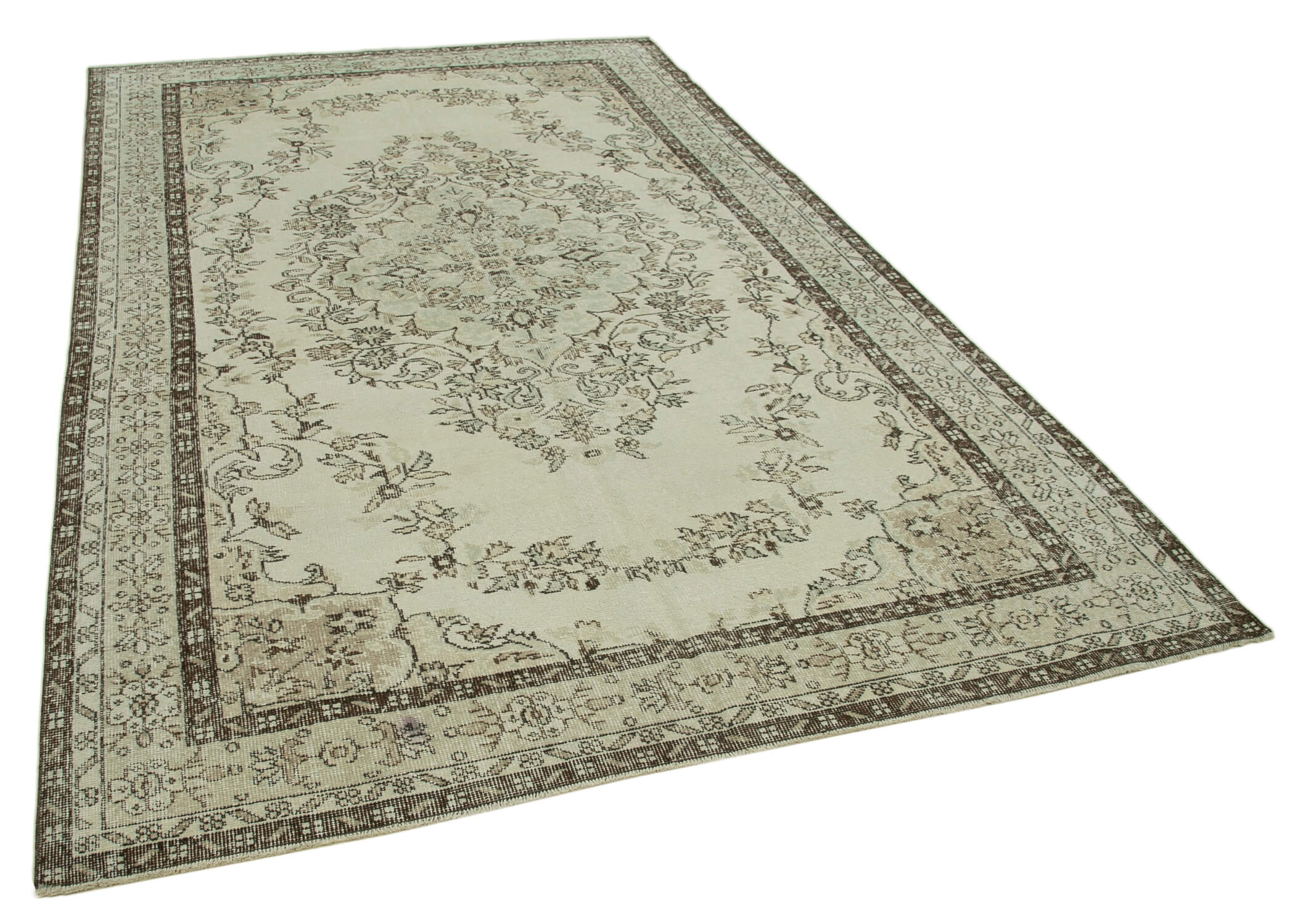 Oriental handmade vintage 1970s beige carpet 191 cm x 309 cm