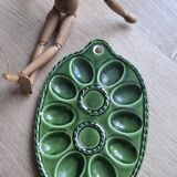 Green egg barbotine dish 25x17