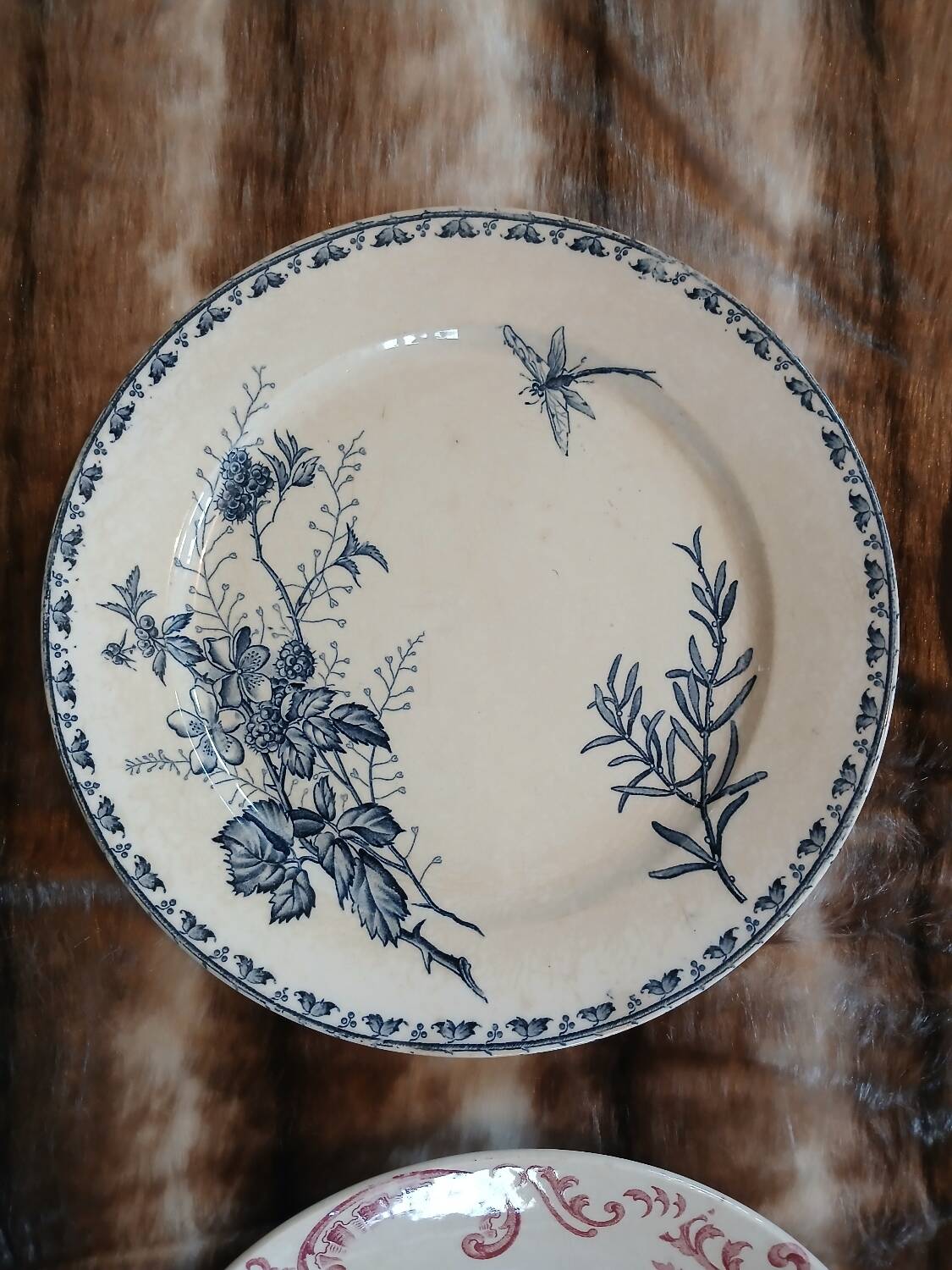 12 antique flat plates in ironstone