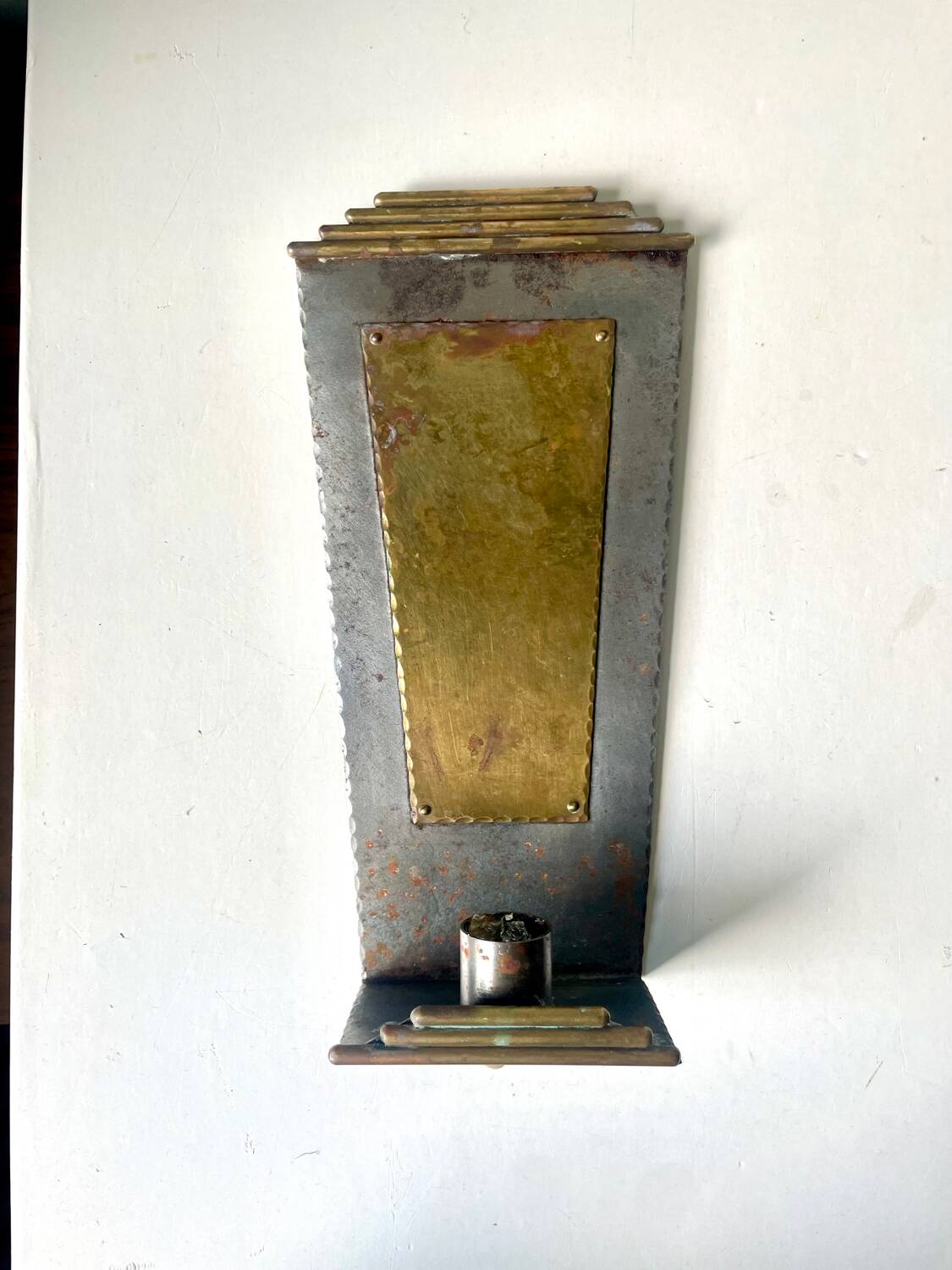 Art Deco metal & Brass Wall Candle Sconce