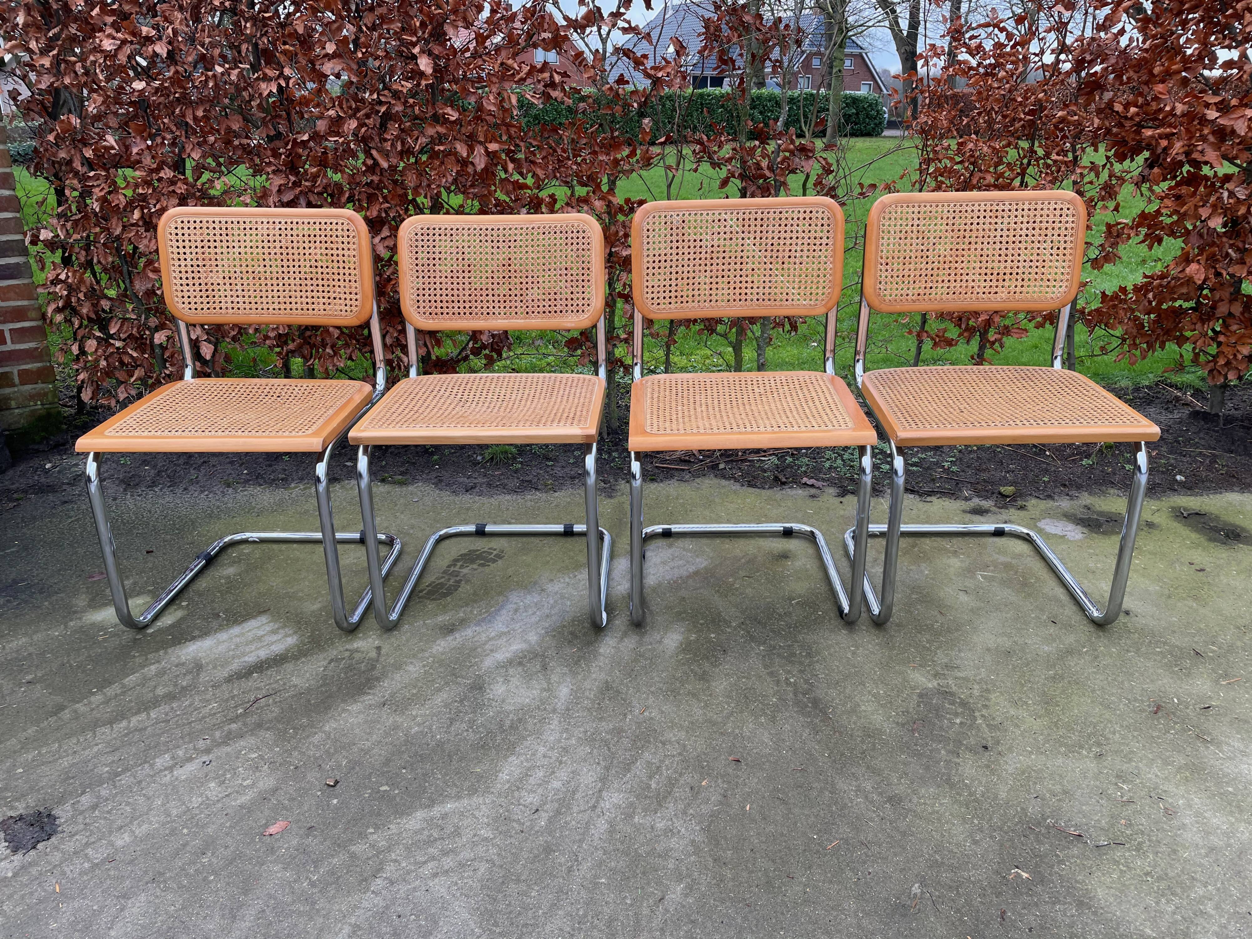 Lot of 4 Chairs Model Cesca designed by Marcel Breuer