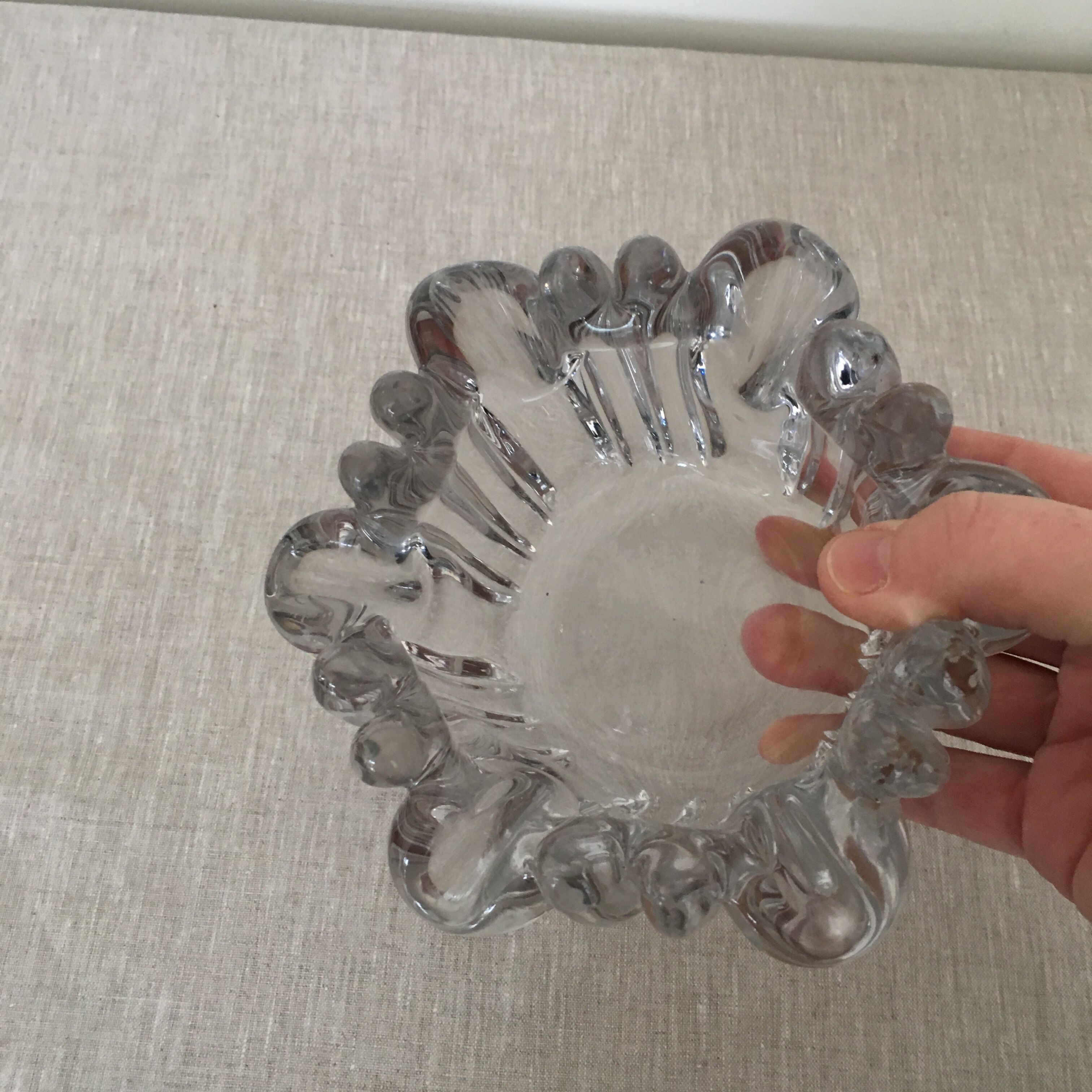 Vintage cast glass ashtray