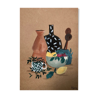 Painting A4 Ceramics and fruits