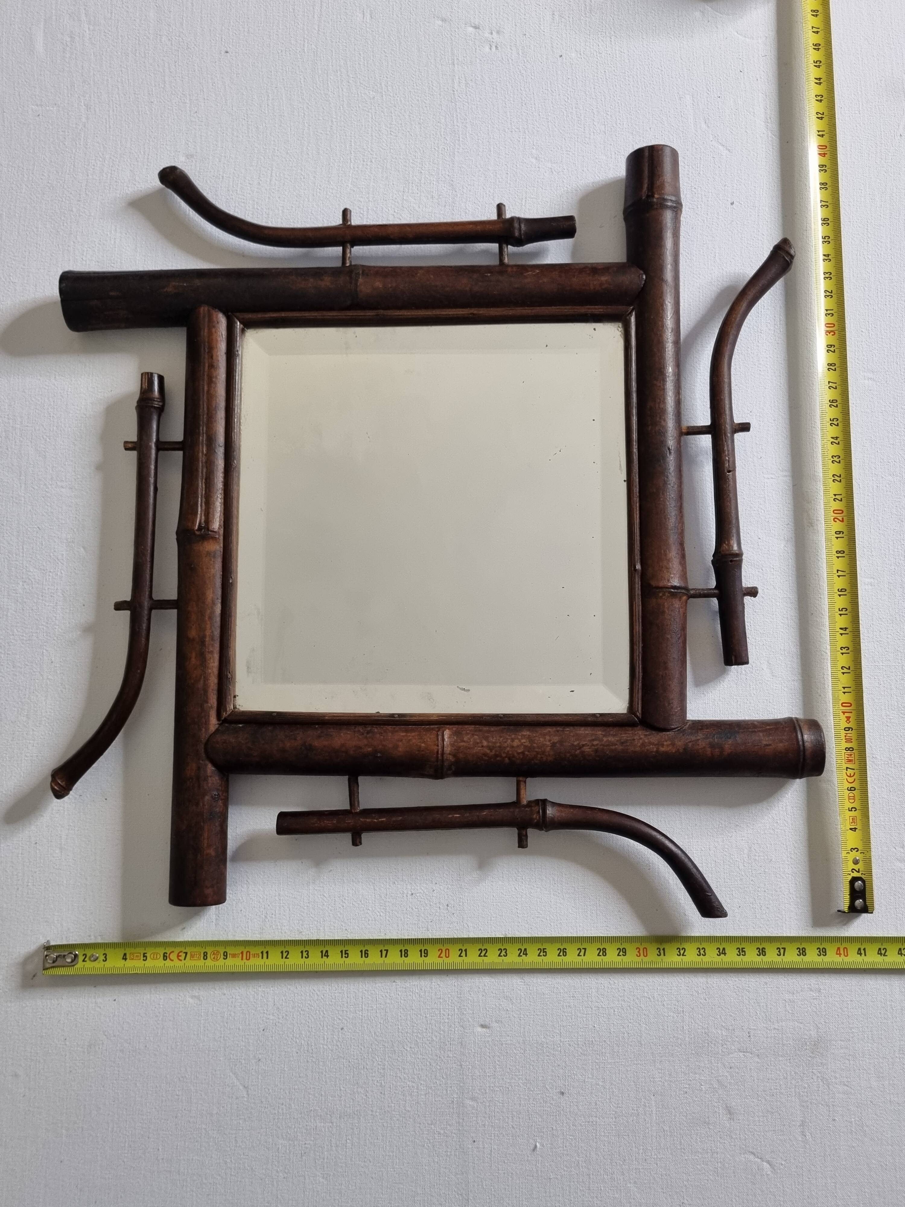 Bamboo wall mirror, Japanese style, late 19th century, 40 cm