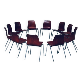Mid-Century Design Stacking Chairs by Elmar Flötotto for Pagholz, Germany, 1960s, Set of 12