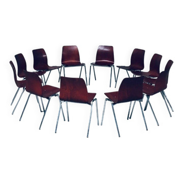 Mid-Century Design Stacking Chairs by Elmar Flötotto for Pagholz, Germany, 1960s, Set of 12