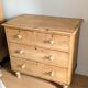 Renovated antique English solid pine chest of drawers.