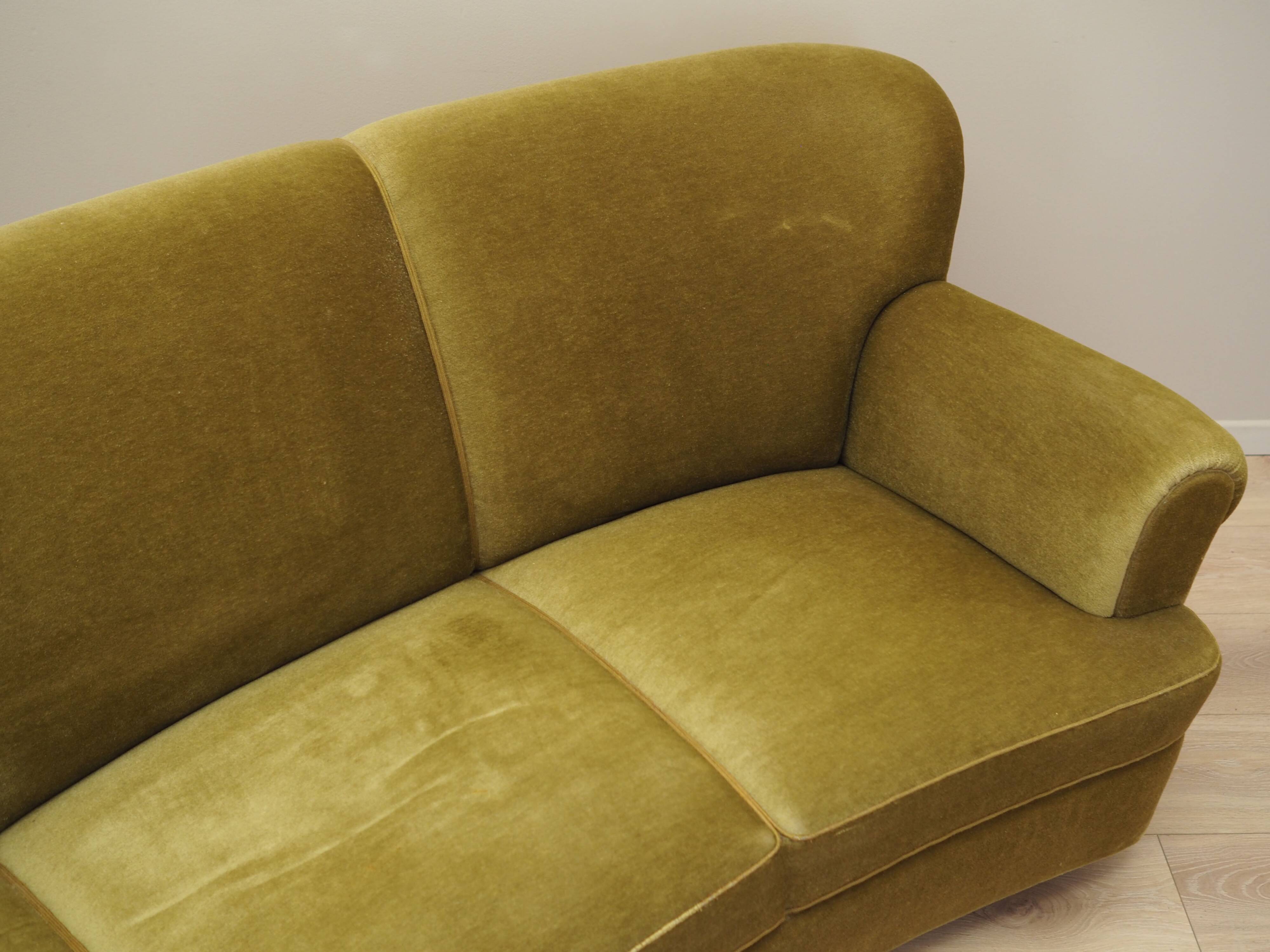 Green velour sofa, Danish design, 1960s, production: Denmark