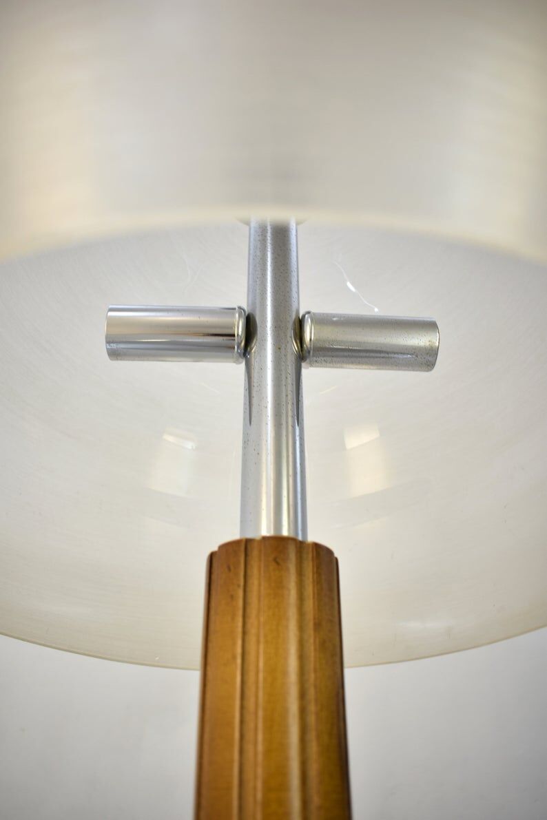 Vintage italian table lamp acrylic mushroom shaped shade, 1970's