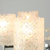 Vintage Austrian Glass Chandelier: Mid-Century Modern Embossed Pendant Lamp