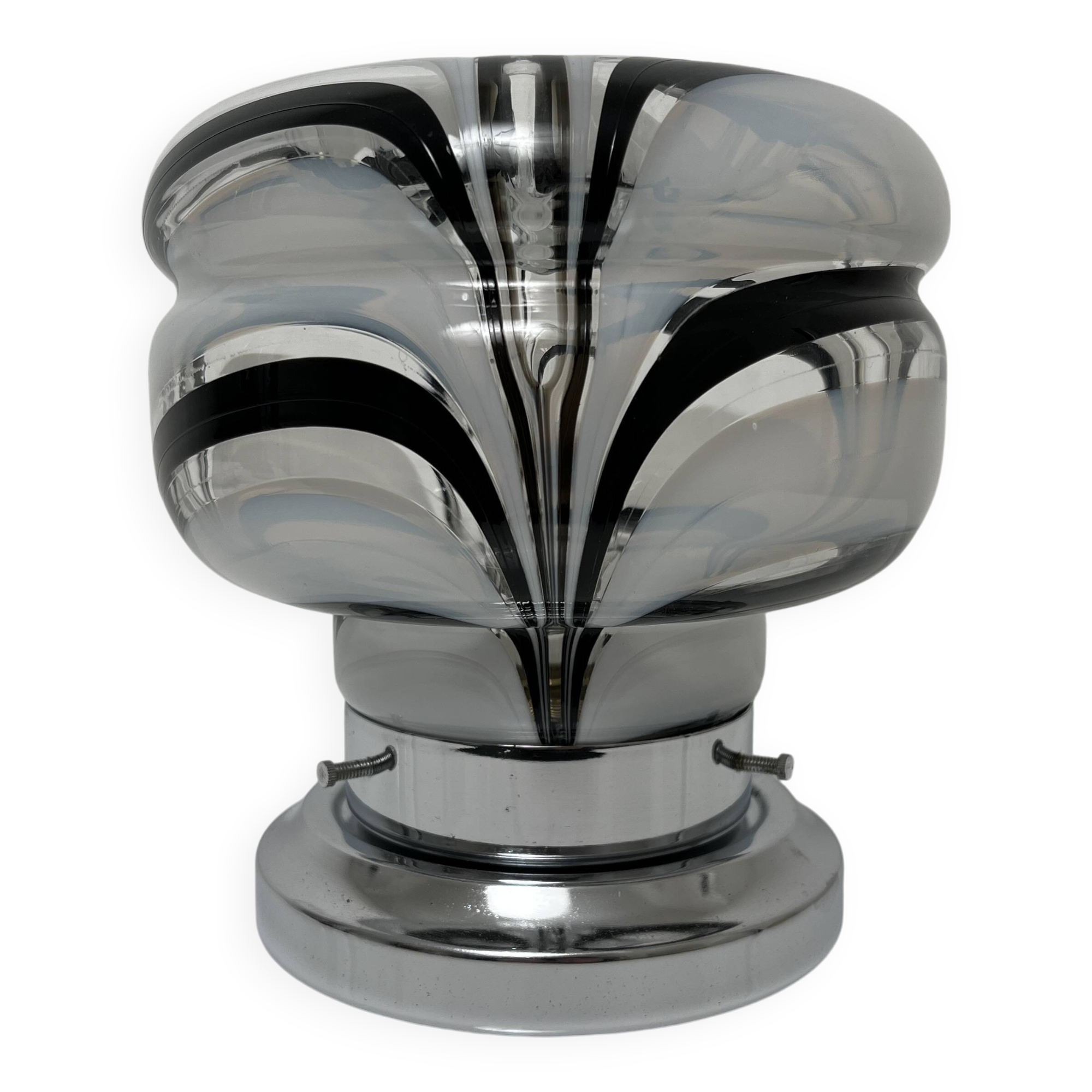 Side lamp Chromed metal and blown glass Murano Italy circa 1970