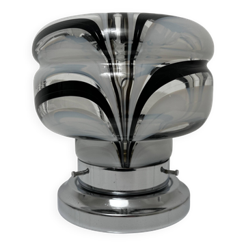 Lampe en métal chromé et verre soufflé Murano, Italie vers 1970