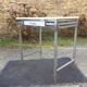 Vintage table with square chrome tubular metal base and marble top.
