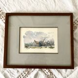 Small watercolor painting landscape Brittany Arzon signed