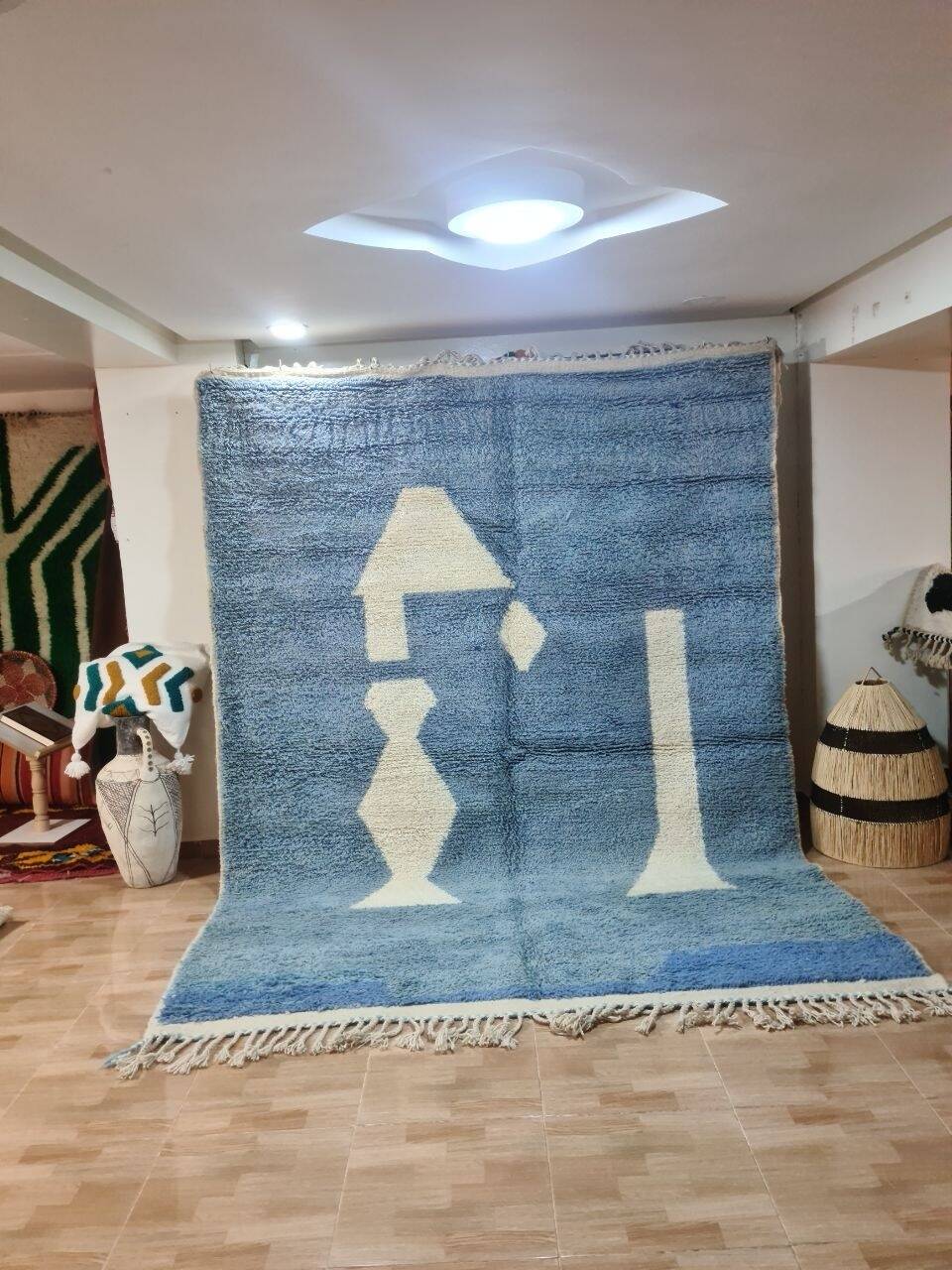 Tapis BeniOuaren Moderne Bleu 300x200 cm