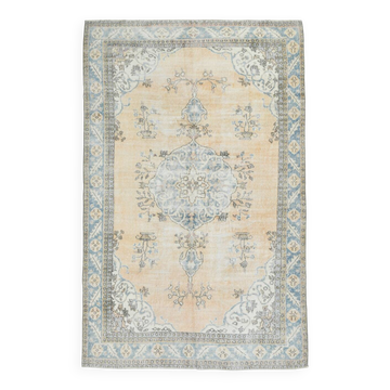 6x10 Pale Orange & Blue Vintage Rug 192x314Cm SK 21428