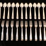 12 large cutlery ballshoe forks in silver metal Model SUZY