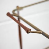 Rolling trolley in wood and brass, rolling bar, servant, trolley, 1950 Cesare Lacca for arredoluce