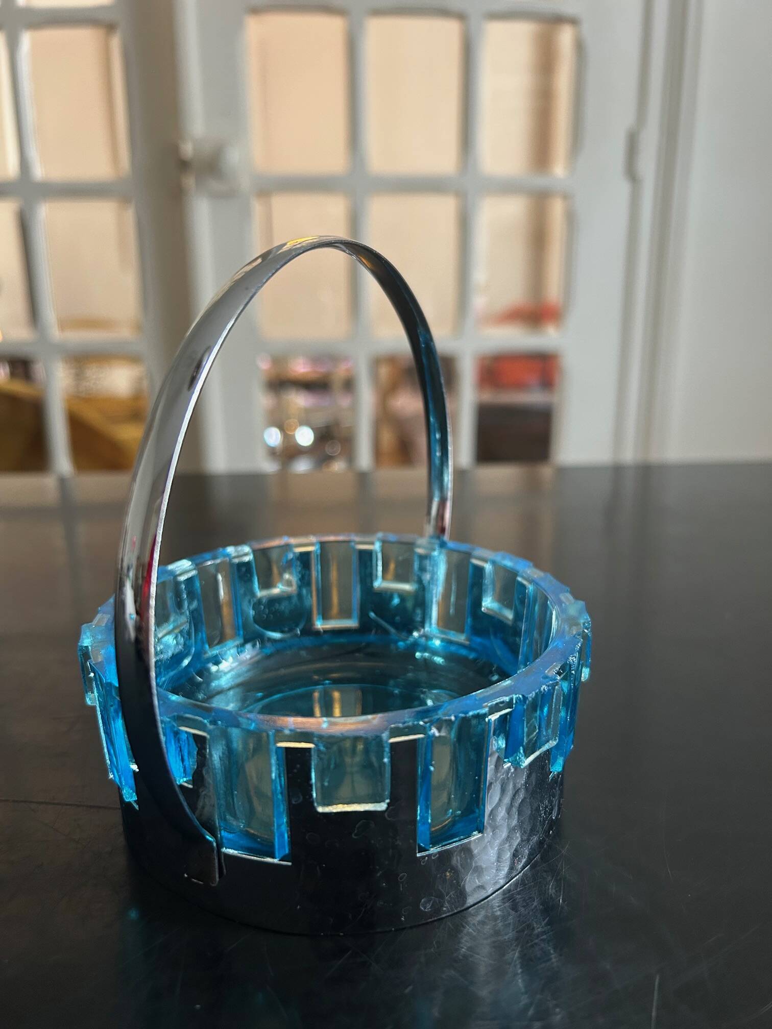 glass and hammered metal pocket emptier