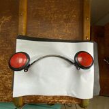 Vintage double hook in metal and plastic red and black