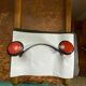 Vintage double hook in metal and plastic red and black