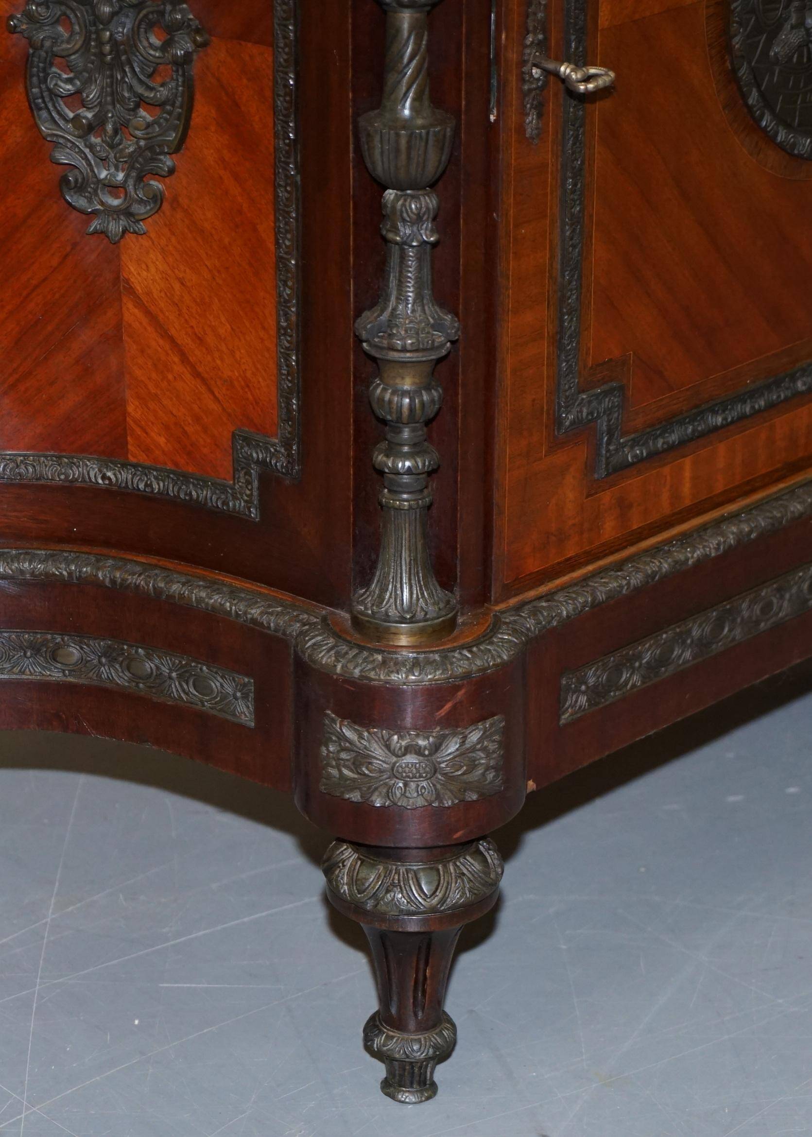Louis Buffet in Walnut 19th Century with Drawers, Marble and Bronze Ornaments